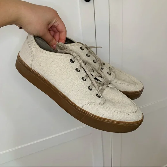 Men’s Toms Natural Oxford Canvas Sneakers Gum Sole Size 11.5 - Picture 1 of 10